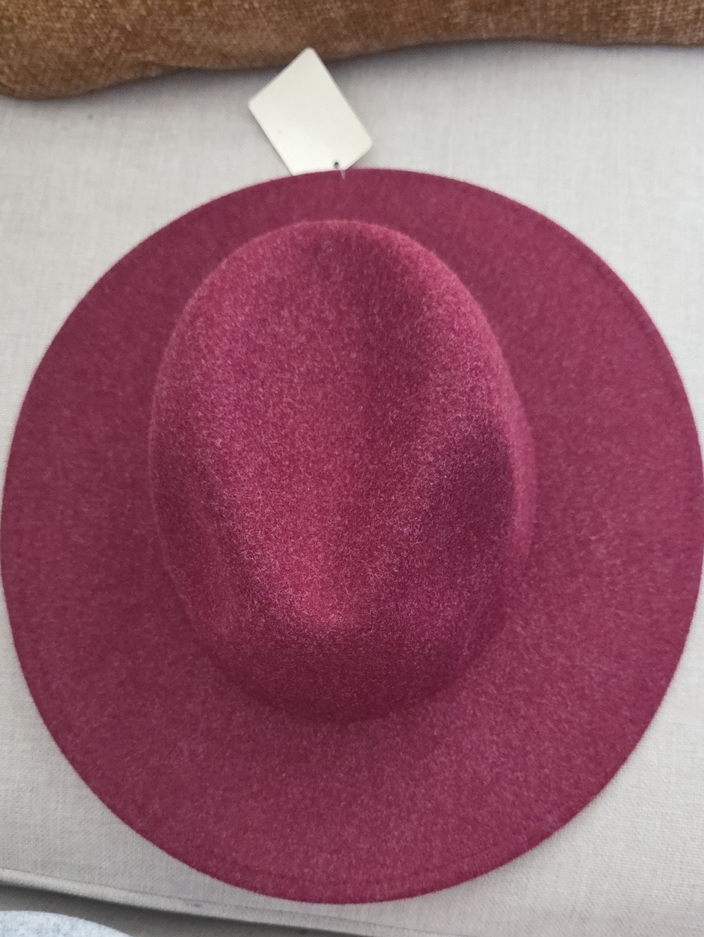 Fadivo New York Dark Cherry Felt Wide Brim Fedora Hat NWT